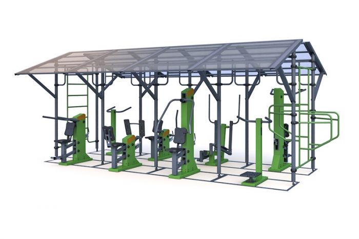 Тренажерная беседка на 8 тренажеров ТРК-1.15